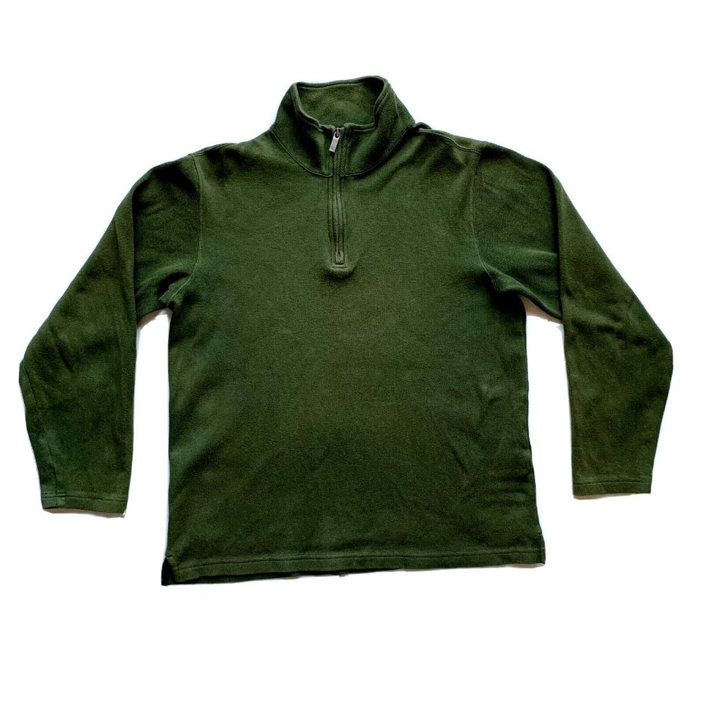 Eddie Bauer Sweater Mens Small Green 1/4 Zip‎ Mock Pullover Long Sleeve Outdoor